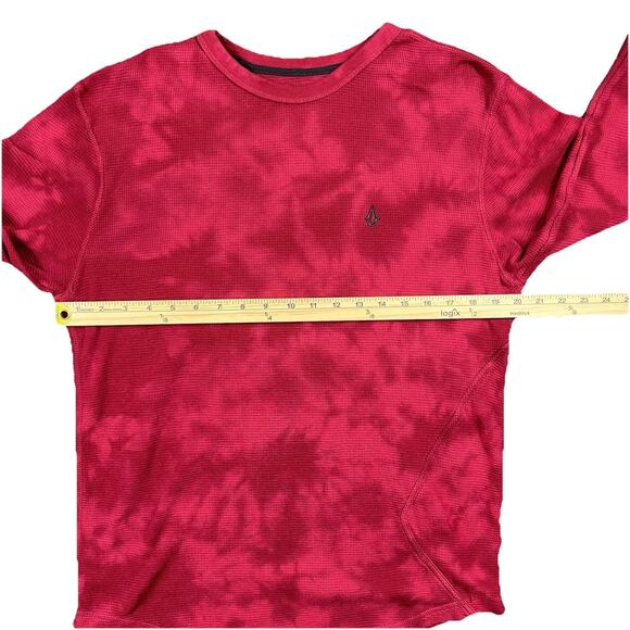 Volcom Embrace Change Mens Thermal Waffle Crew Neck Long Sleeve Shirt Medium Red - Picture 7 of 10
